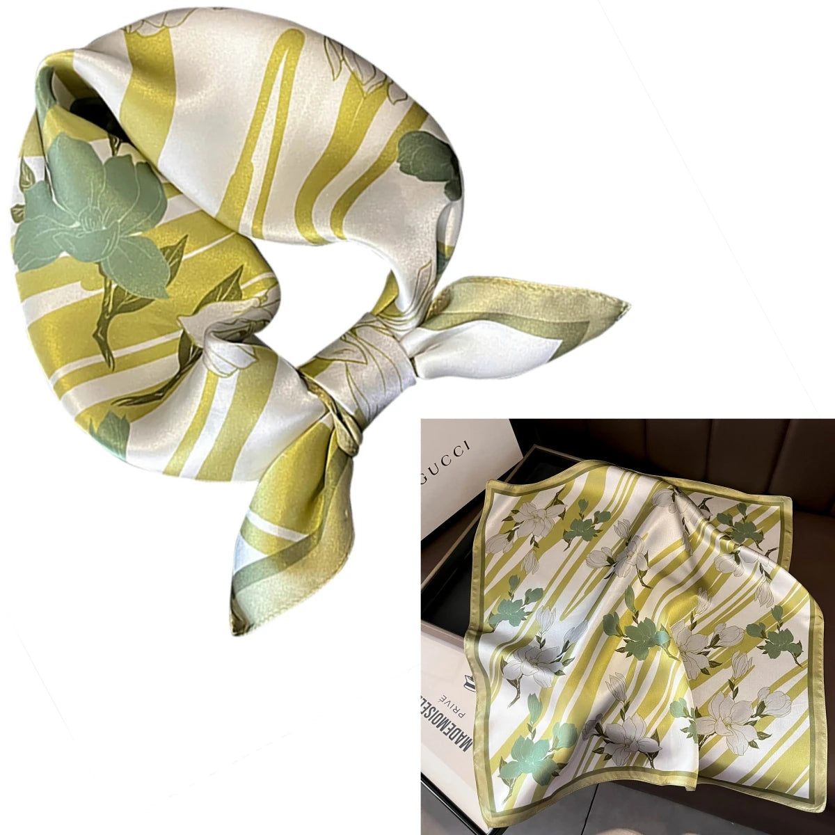Foulard Carré Soie Mûrier 100% Floral 53cm Femme | MDN Store