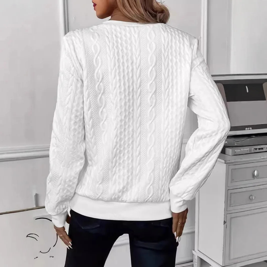 Pull Femme Col V Zippe Décontracté Manches Longues 6 Coloris S-XXL | MDN Store