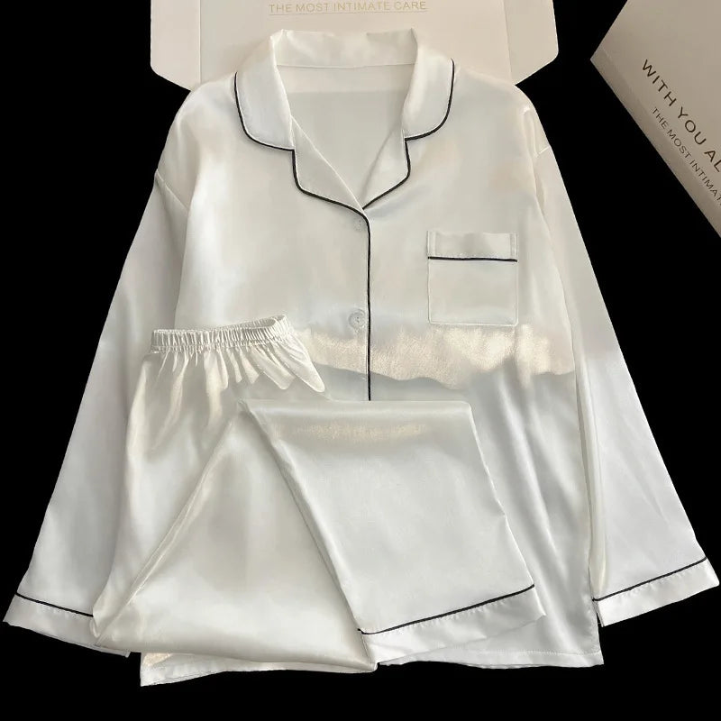 Pyjama Satin Soie Uni 2 Pièces | MDN Store
