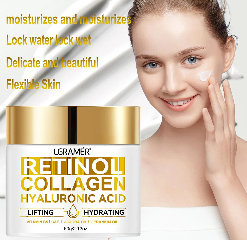 Crème Visage Rétinol Anti-Rides Collagène Acide Hyaluronique | MDN