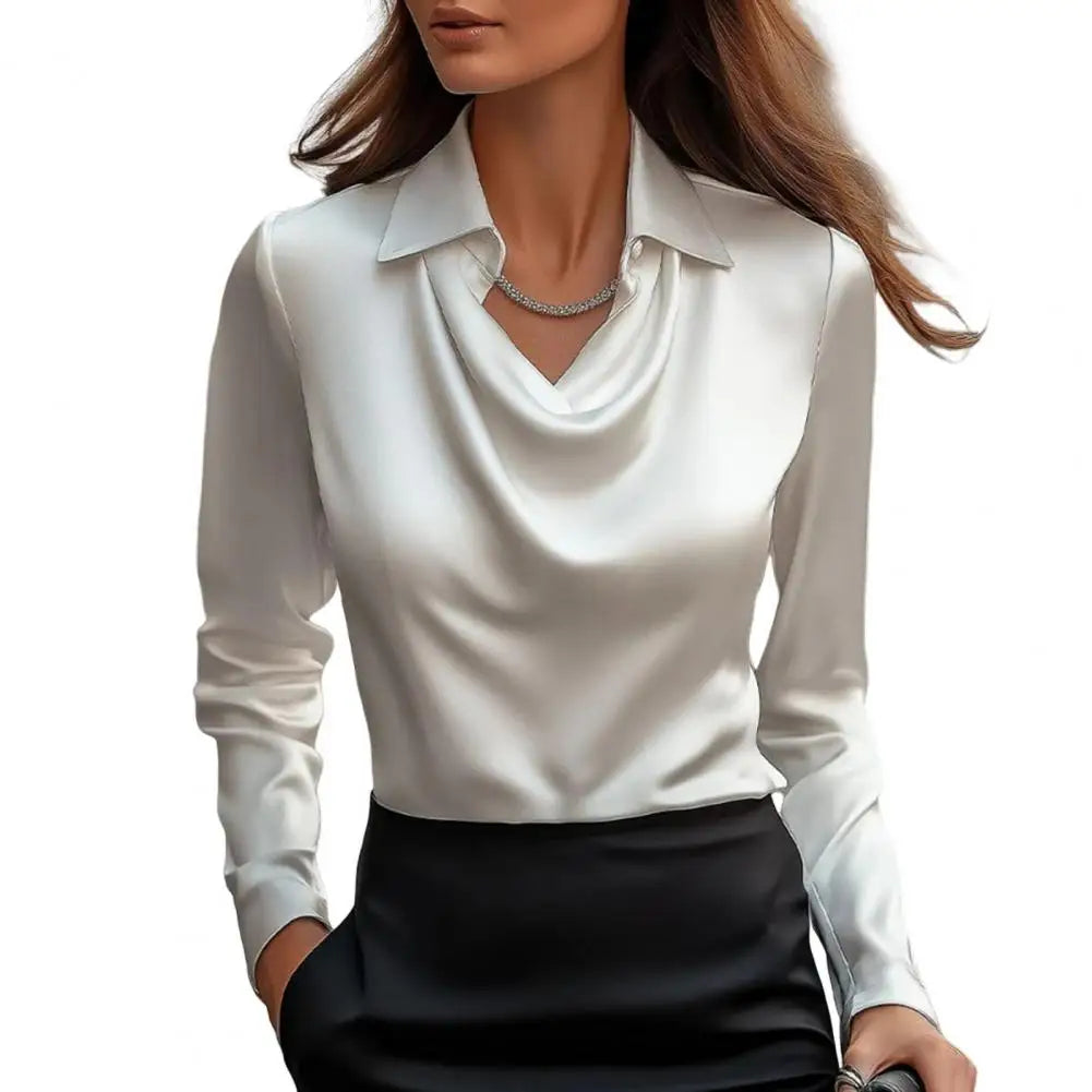 Chemise Femme Satin Col Revers Élégante | MDN