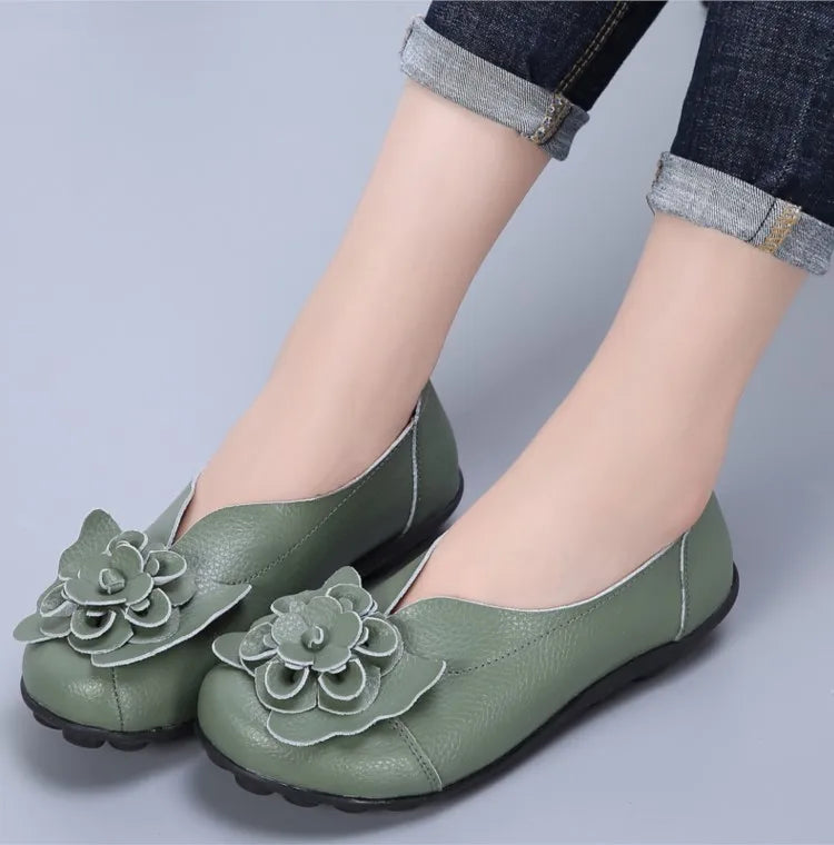 Ballerines Cuir Fleur Élégantes Grande Taille | MDN Store