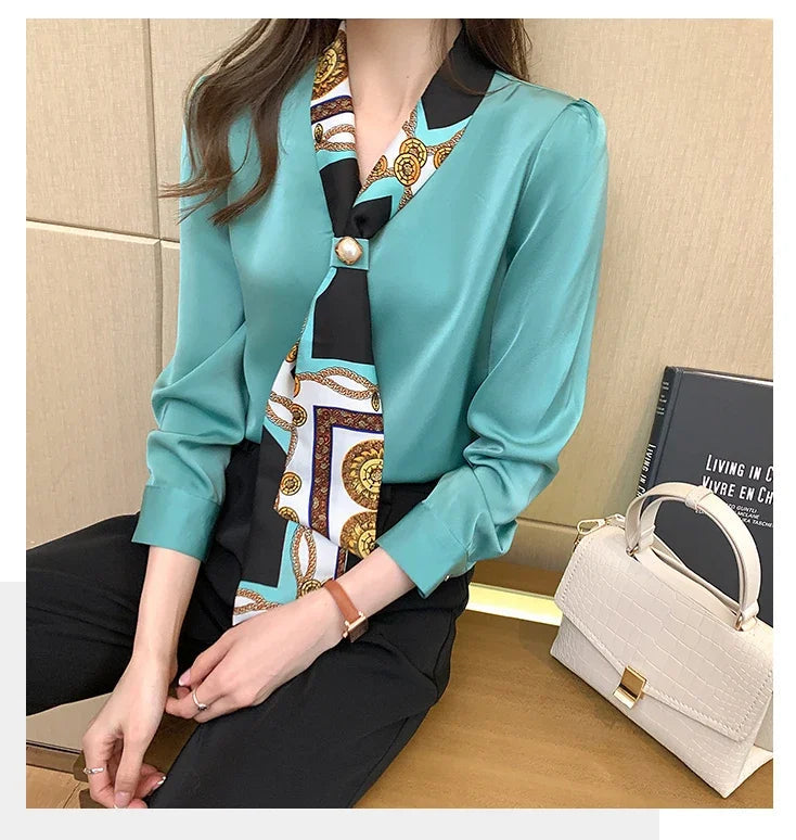 Chemise Mousseline Noeud Femme Col V | MDN Store