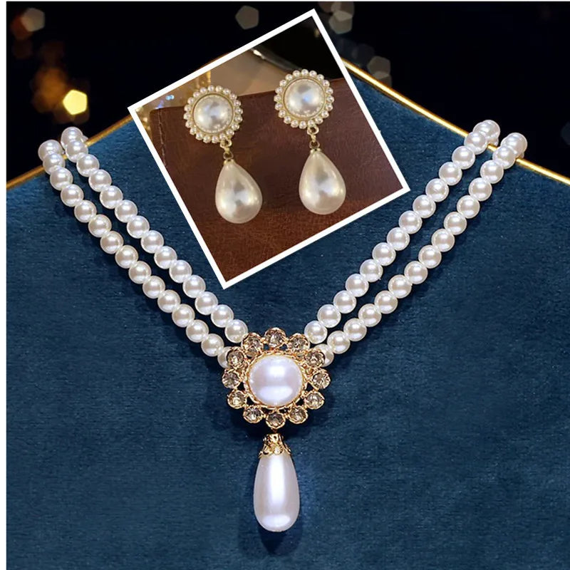 Parure Collier Boucles Perles Vintage | MDN Store