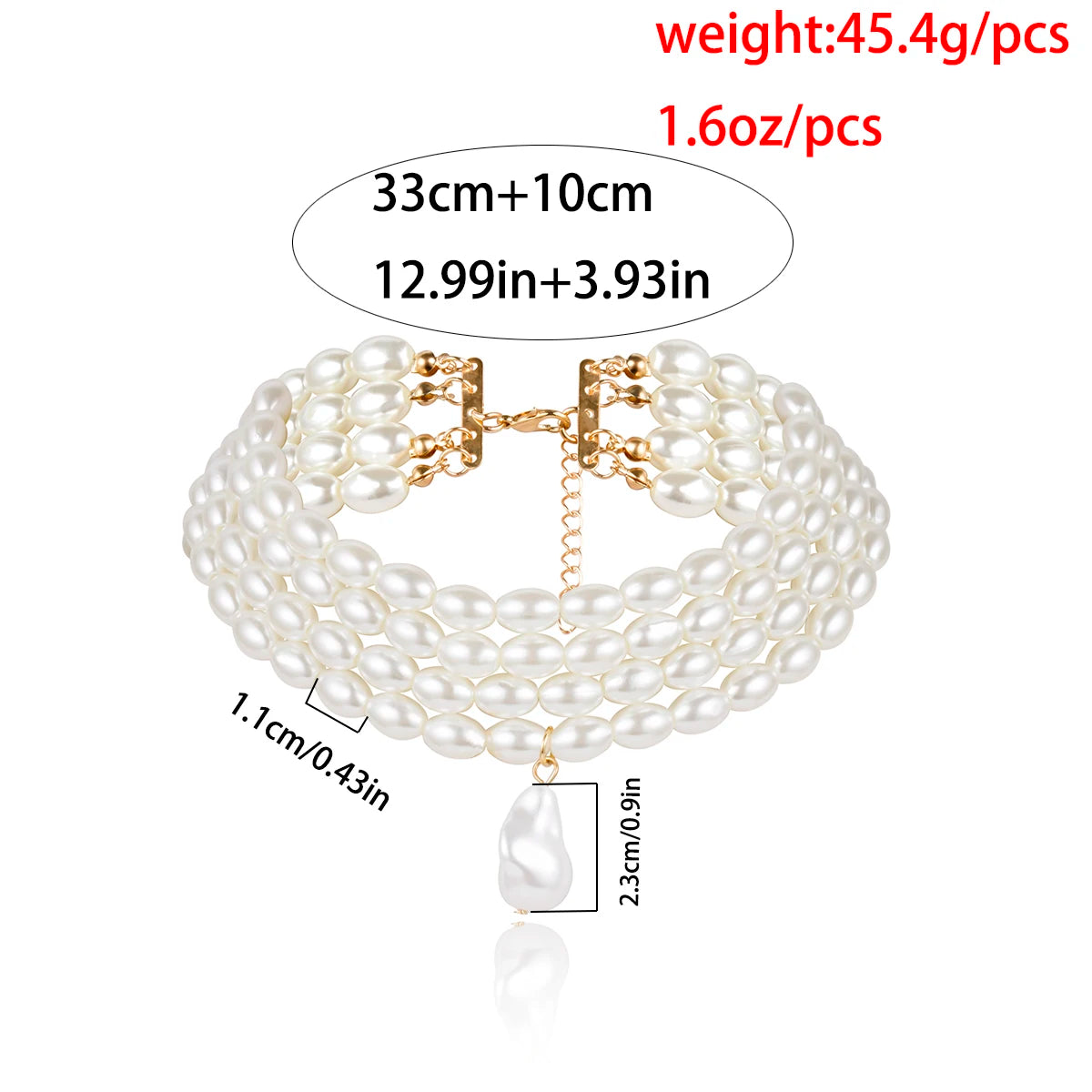 Collier Ras-de-Cou Perles Blanches Métal | MDN