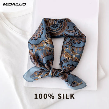 Foulard Carré Soie Mûrier 100% Bleu 53x53cm Femme | MDN Store