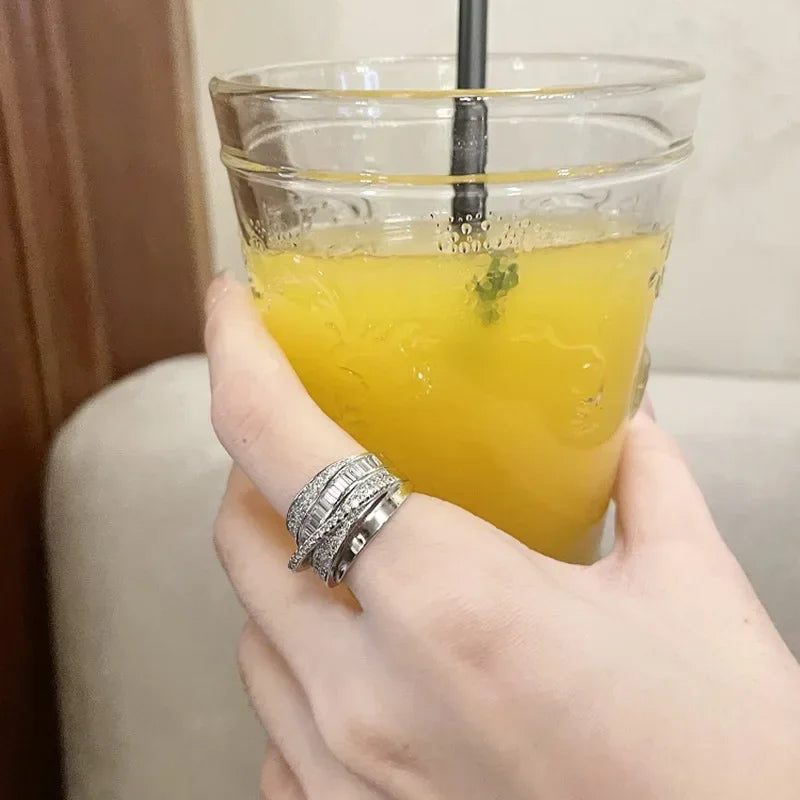 Bague Argent Zircon Ajustable Femme Mariage | MDN