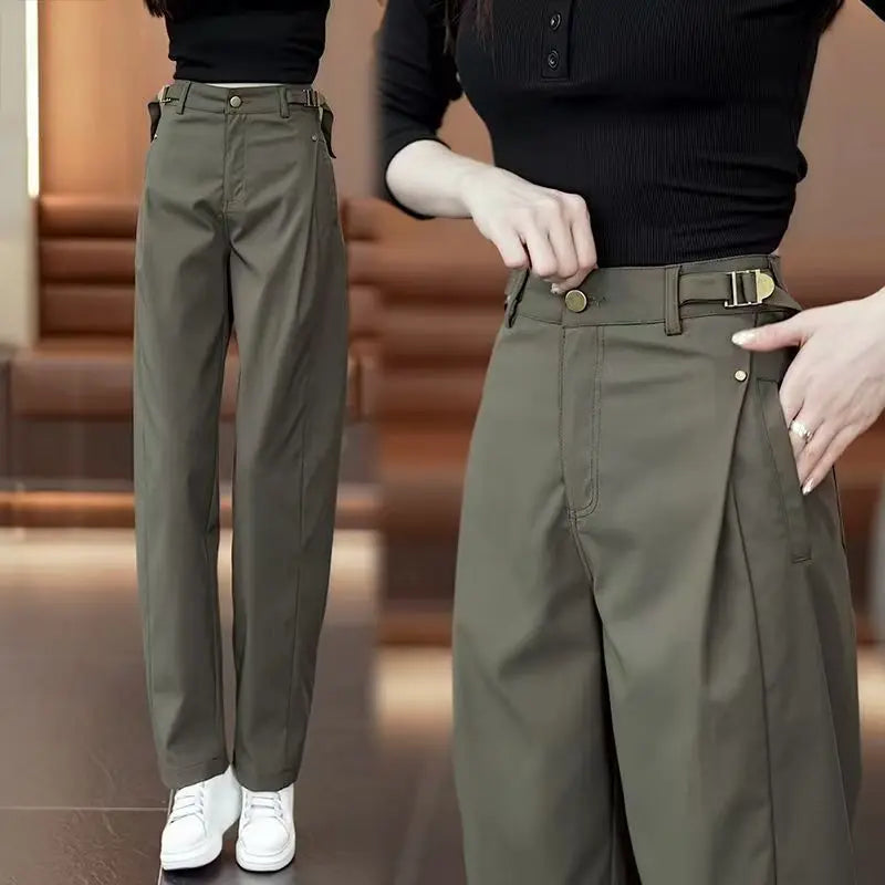 pantalon-large-vert-armee-pour-femme-nouvelle-coll - MDN Store 25