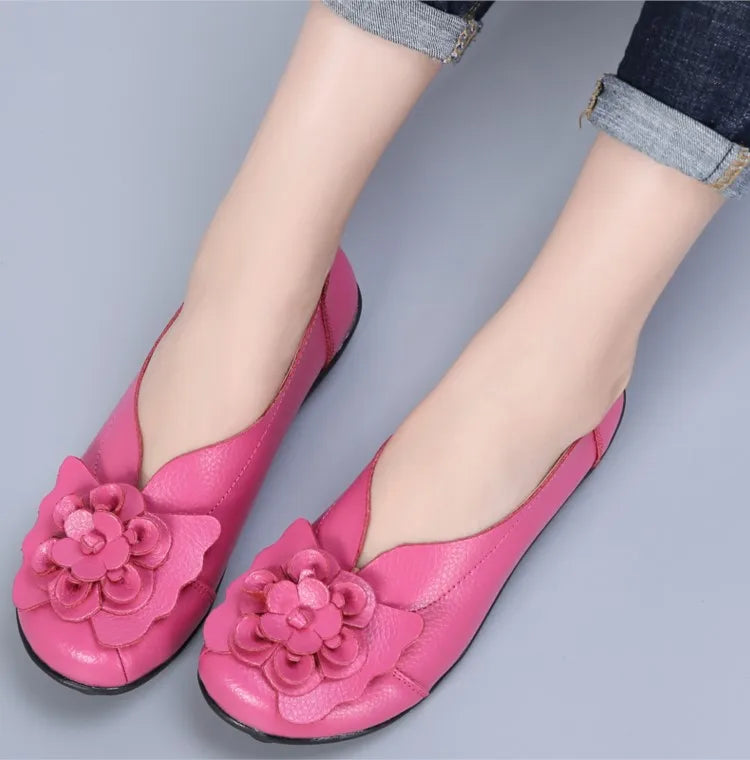 Ballerines Cuir Fleur Élégantes Grande Taille | MDN Store