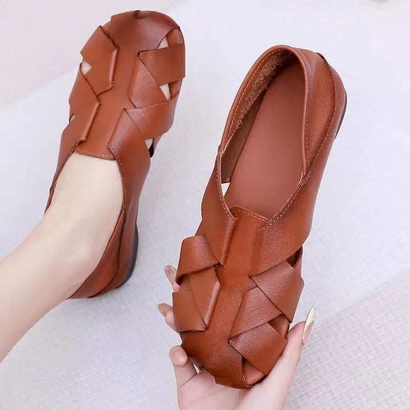 Sandales Talons Carrés Cuir Brodées Lorilury | MDN Store