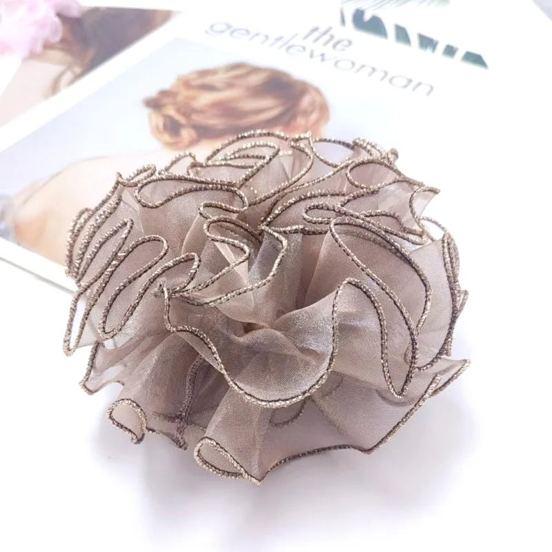 Chouchou Fleur 5 Pétales Perle Double Couche - Élastique Français - photo 14 | MDN Store