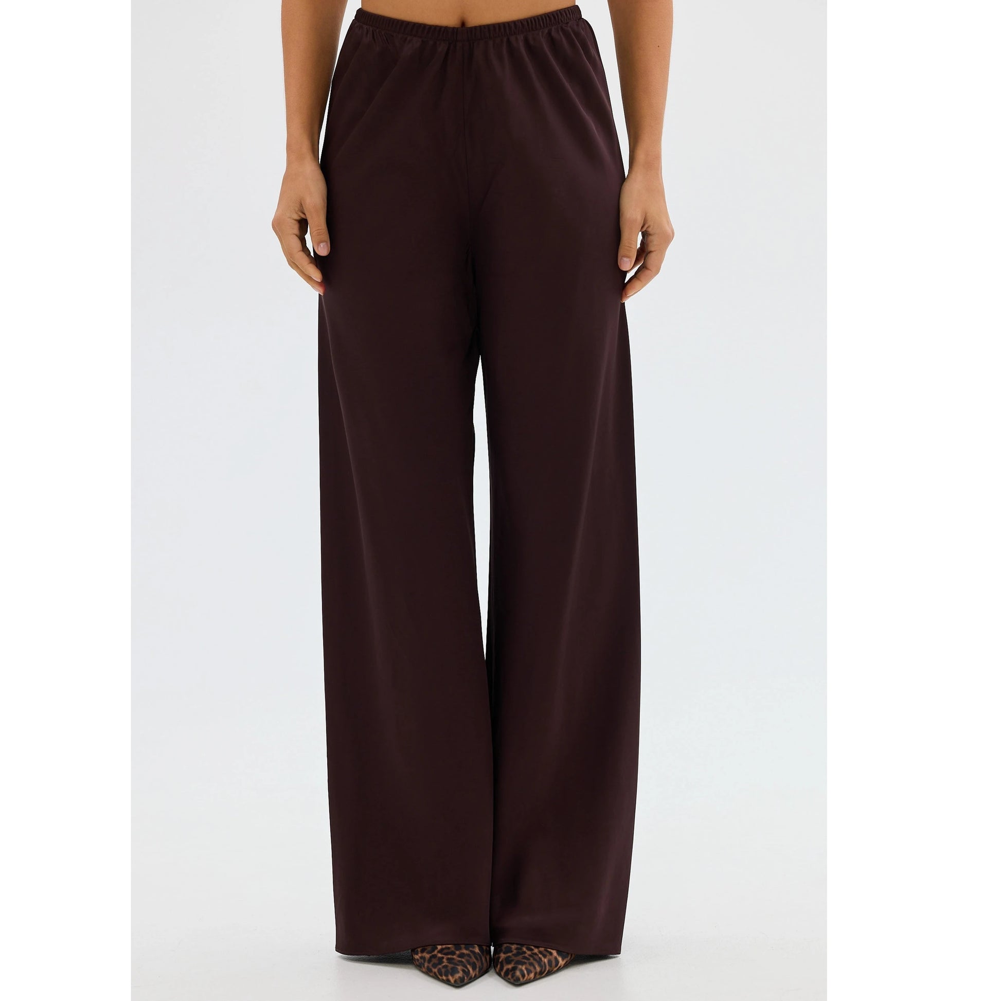 Pantalon Large Satin Taille Haute Femme | MDN Store