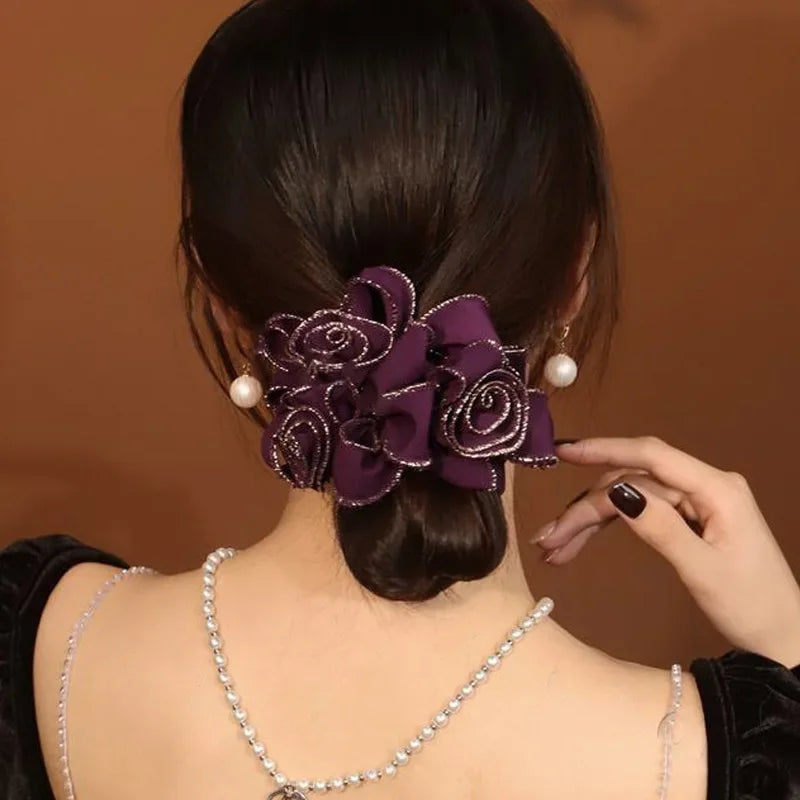 Chouchou Fleur 5 Pétales Perle Double Couche - Élastique Français - photo 11 | MDN Store