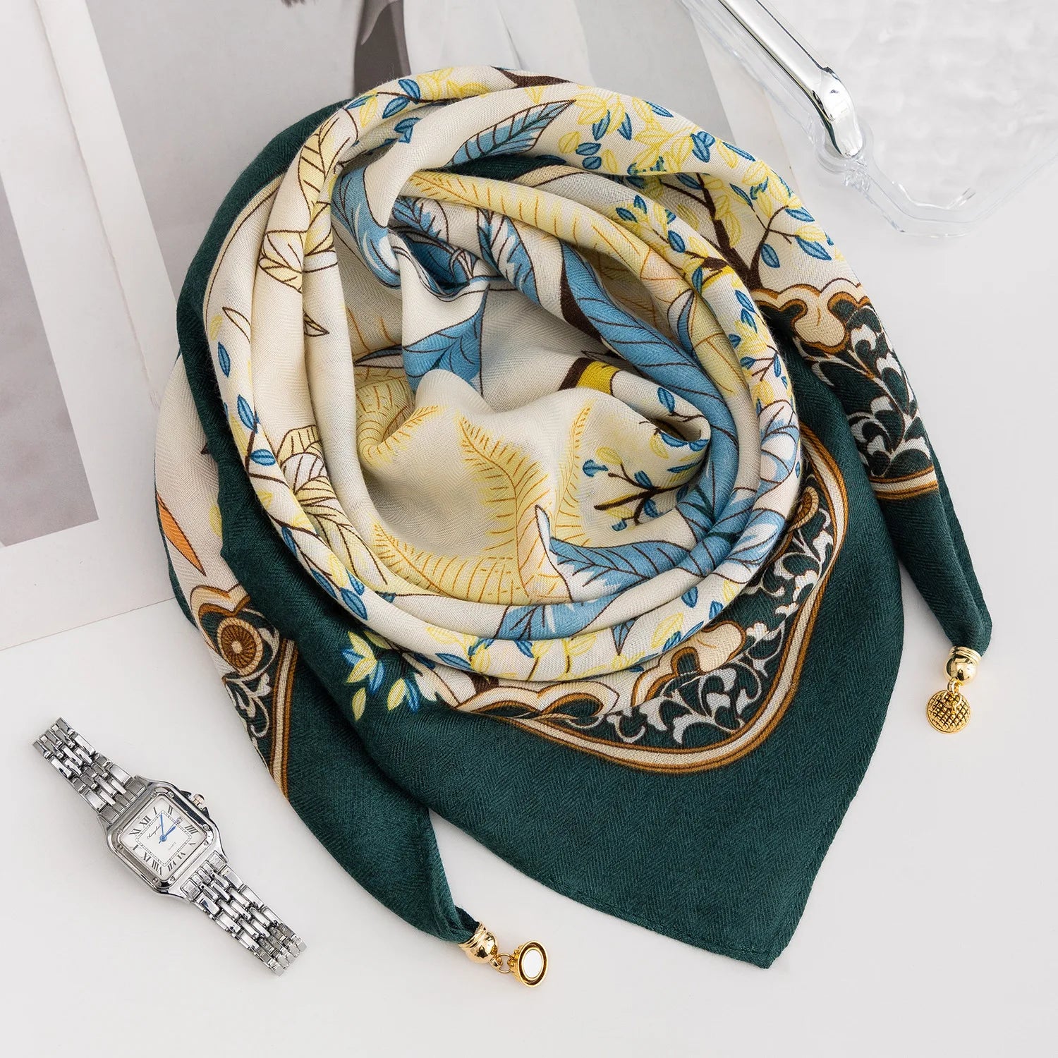 Foulard Soie Boucle Magnétique Rayé Femme | MDN Store