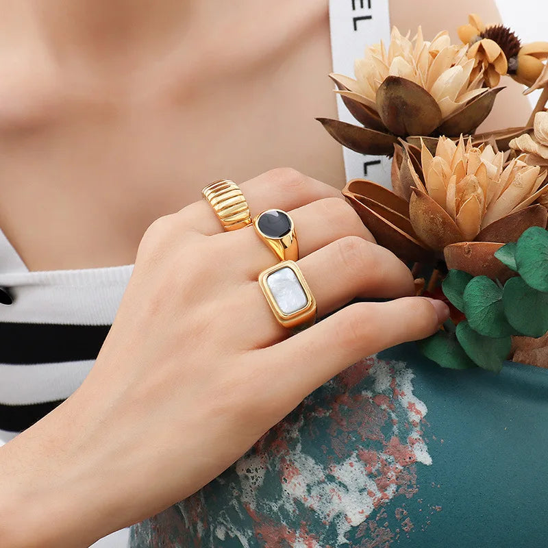 Bague Chevalière Acier Plaqué Or 14K Dôme | MDN