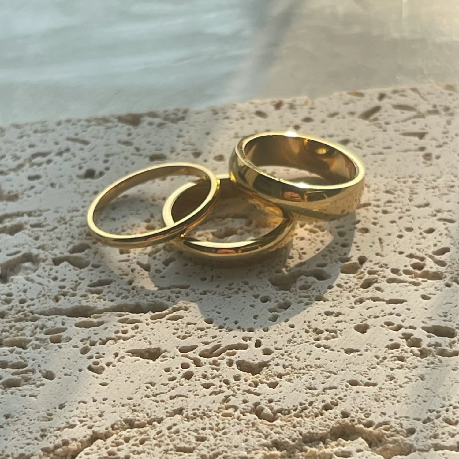 Bague Lisse Acier Plaqué Or 18K 6mm | MDN Store