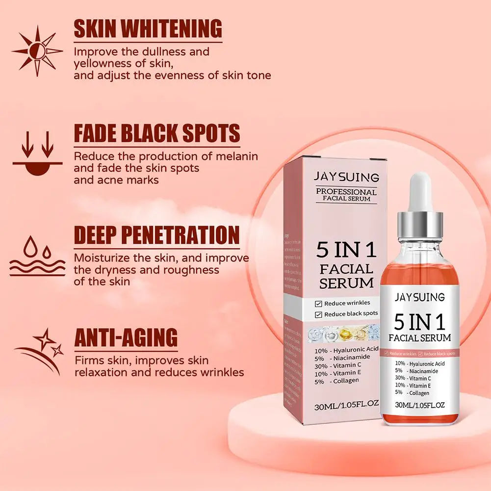 Sérum Visage 5 en 1 Vitamine C 30% Niacinamide Acide Hyaluronique Anti-Rides | MDN Store