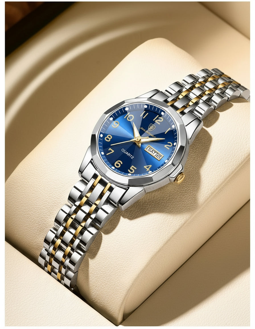 Montre Femme POEDAGAR Acier Inoxydable - Étanche Lumineuse Date Semaine Quartz | MDN