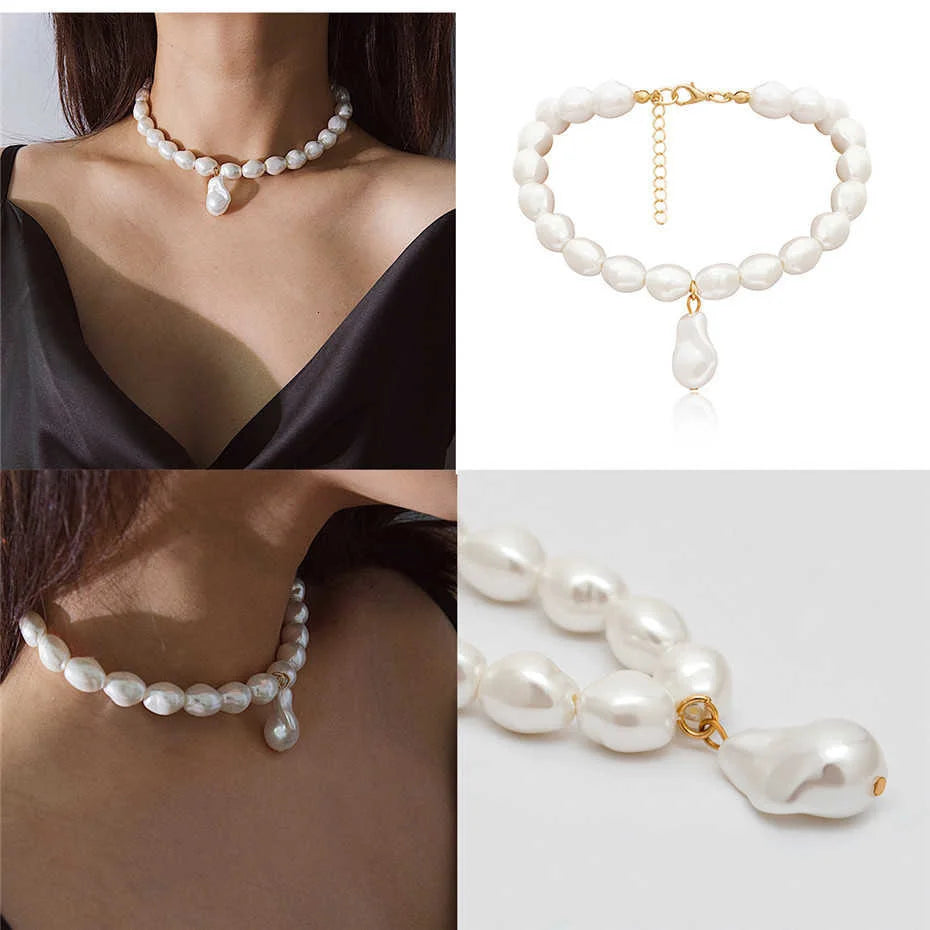 Collier Ras-de-Cou Perles Blanches Métal | MDN Store