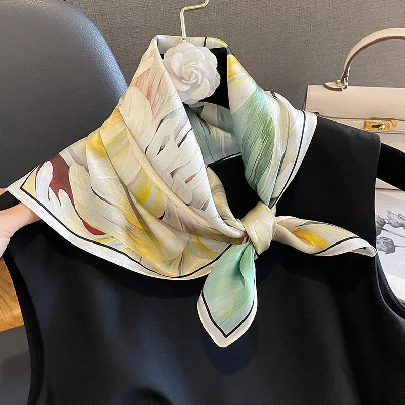 Foulard Carré Soie Mûrier 100% Floral 53cm Femme | MDN Store