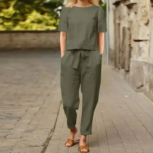 Ensemble Chemise Pantalon Coton Lin Été | MDN