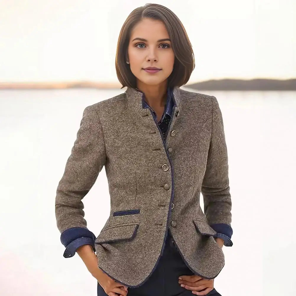 Manteau Laine Bicolore Col Montant | MDN