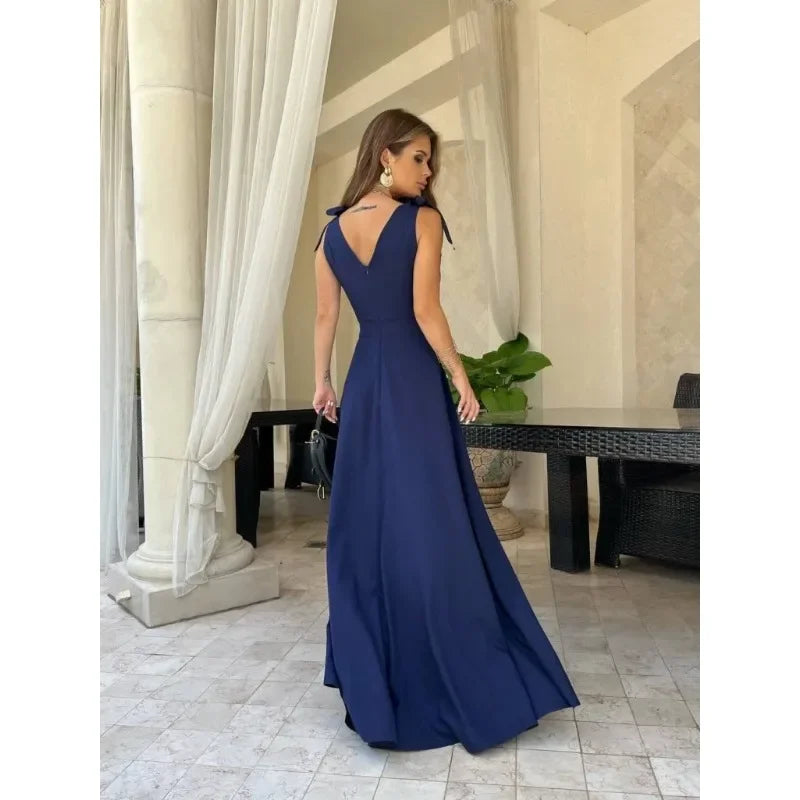 Robe Courte Femme Noire Bretelles Col V Taille Nouee Été | MDN Store