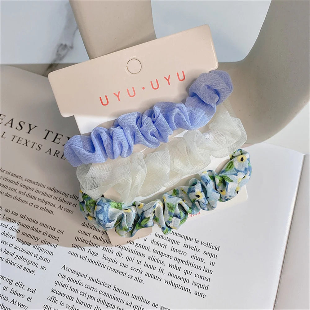 Lot de 3 Chouchous Satin à Motifs Fleurs - Élastiques Cheveux | MDN Store