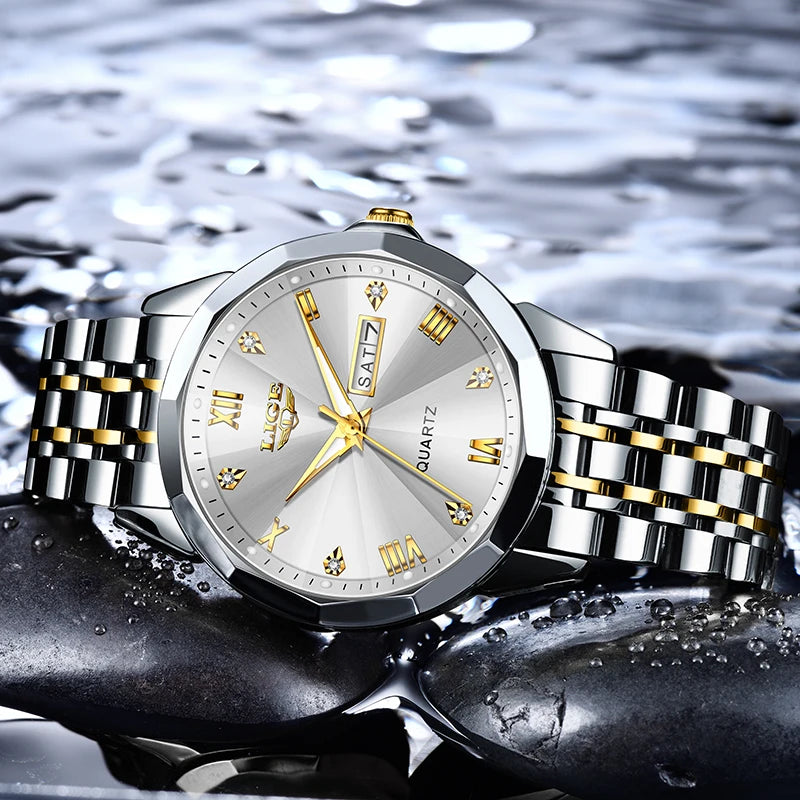 Montre Femme LIGE Luxe Acier Inoxydable - Étanche Lumineuse Date Quartz Cadeau | MDN