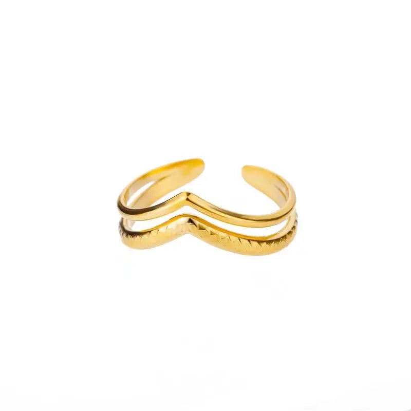 Bague Géométrique Acier Doré Ajustable | MDN Store