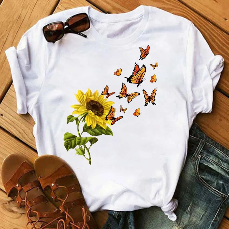 T-shirt Coton Tournesol Papillon Oversize | MDN