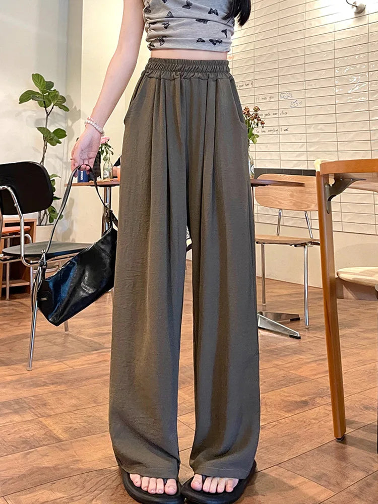 Pantalon Plissé Soie Glacée Taille Haute | MDN Store