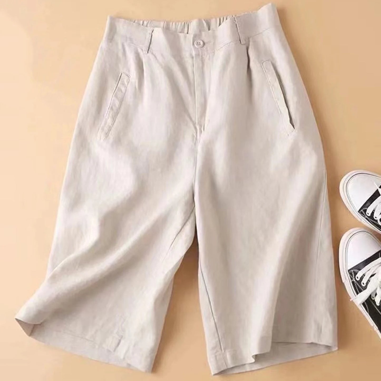 Short Femme Coton Lin Taille Moyenne Large | MDN