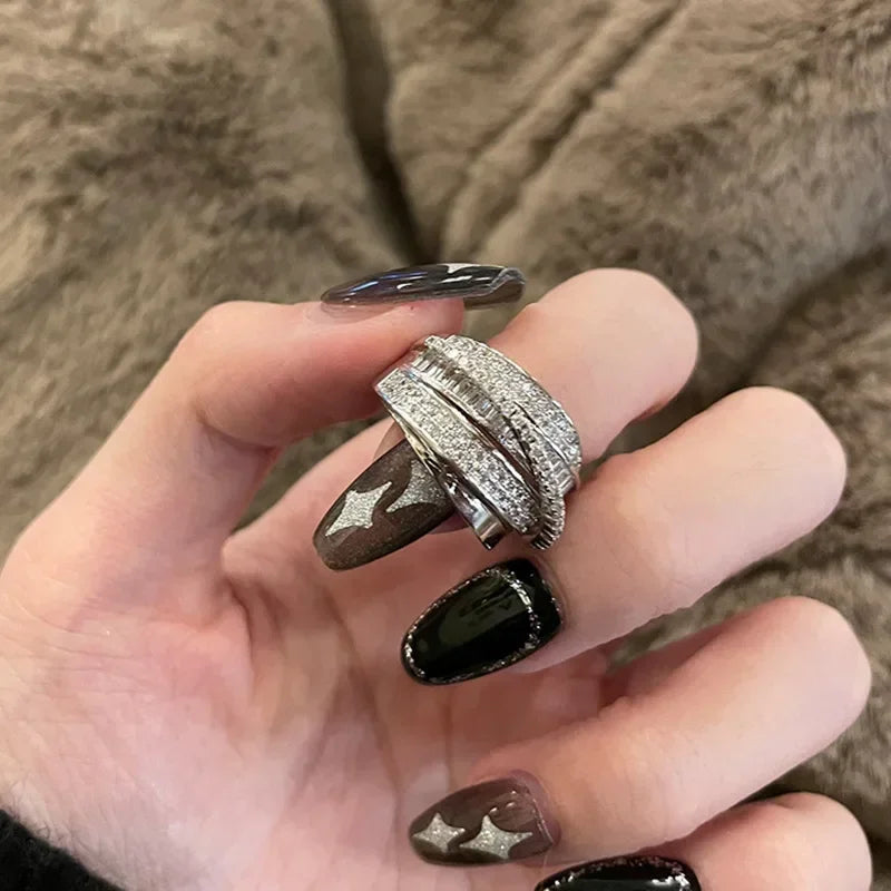 Bague Argent Zircon Ajustable Femme Mariage | MDN