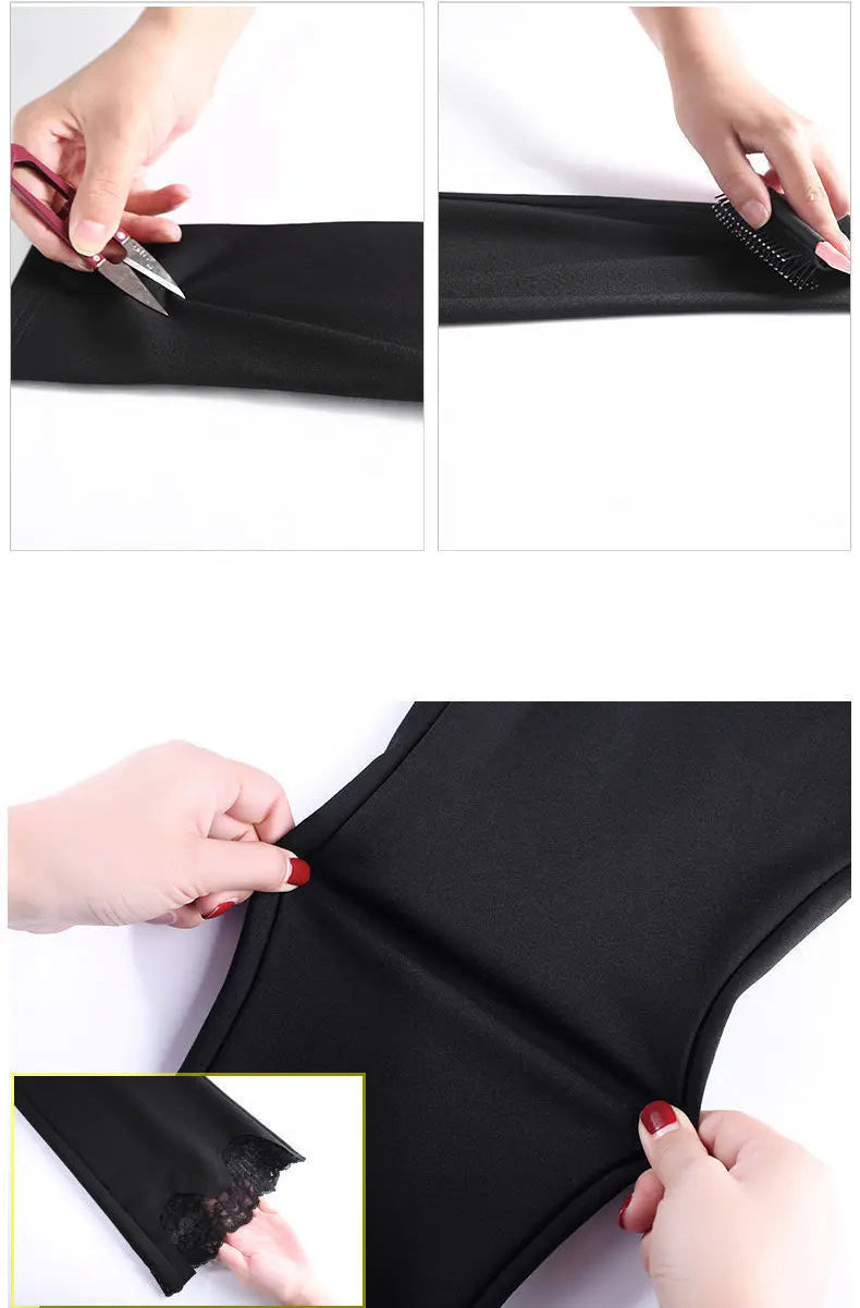 Pantalon Évasé Taille Haute Noir Dentelle Femme Élégant | MDN Store