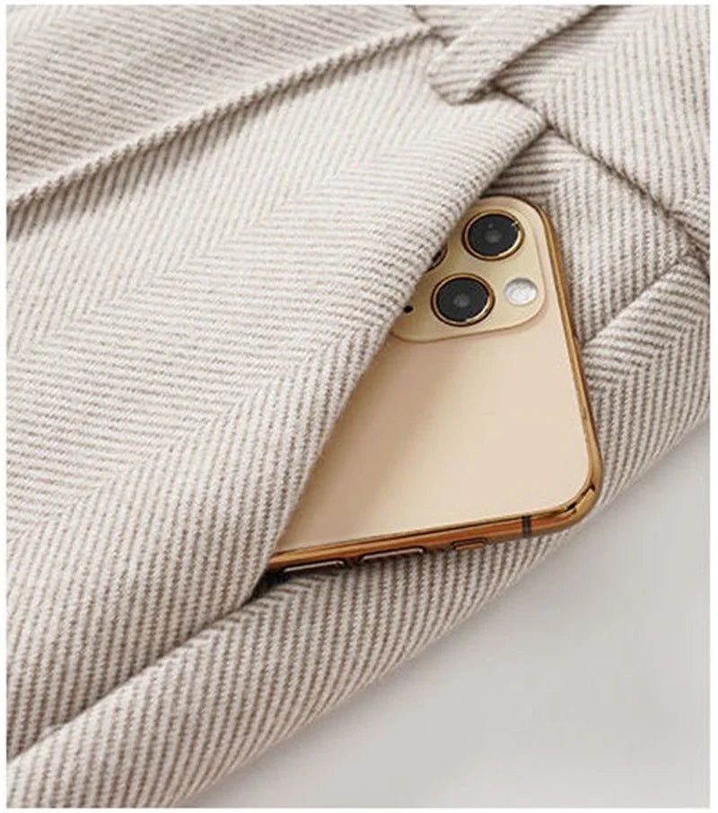 Pantalon Femme Laine Taille Haute - Velours Épais Chaud Automne Hiver | MDN