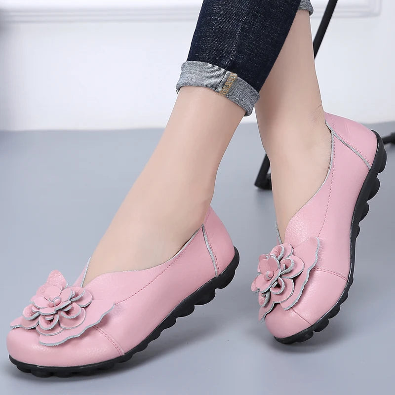 Ballerines Cuir Fleur Élégantes Grande Taille | MDN Store