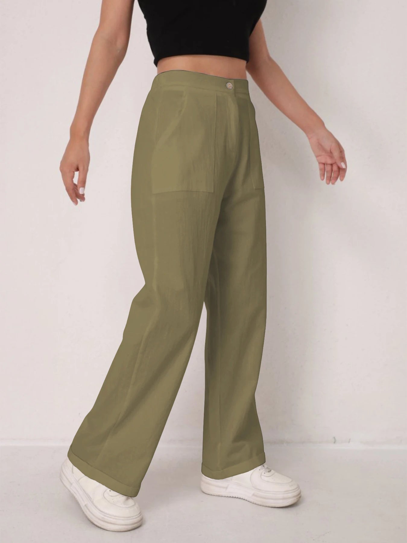 Pantalon Lin Taille Haute Décontracté Femme | MDN Store