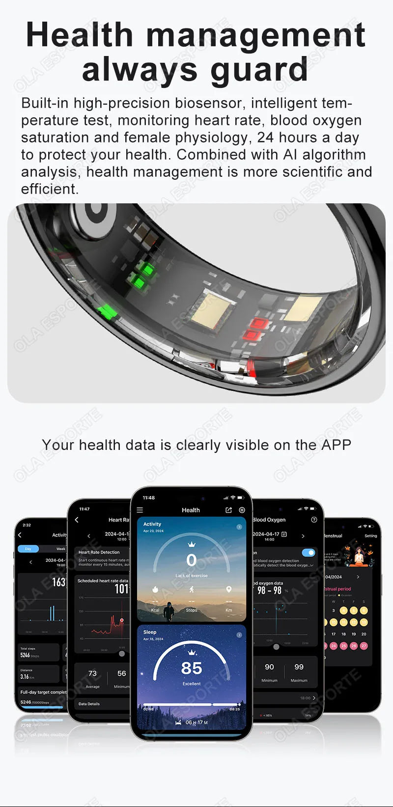 Bague Connectée Smart Ring Santé Température Étanche 5ATM | MDN Store