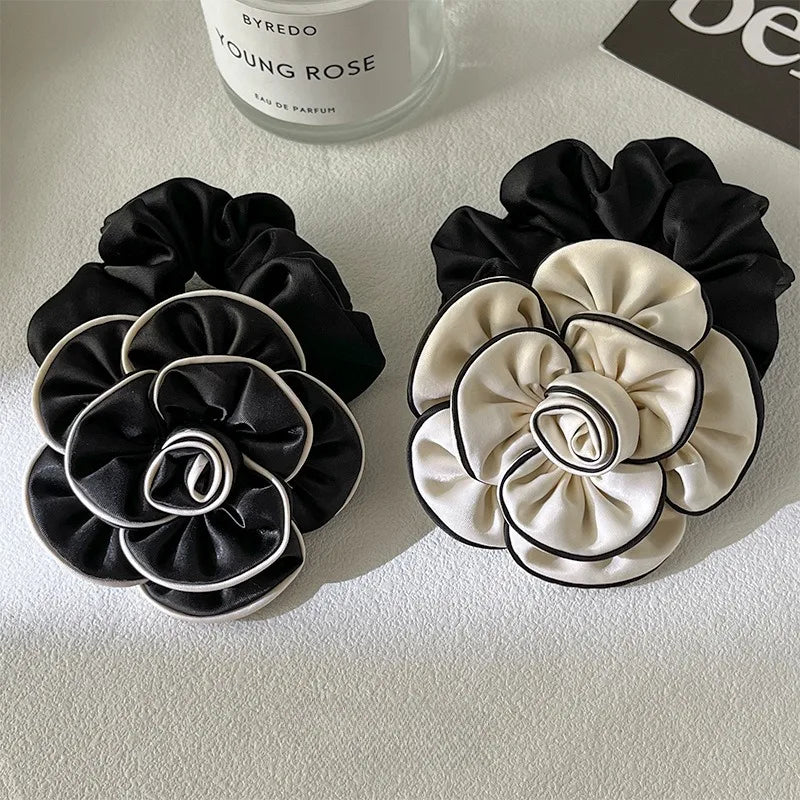 Chouchou Camélia Fleur Tissu Rétro - Élastique Cheveux Femme Élégant Haute... | MDN Store