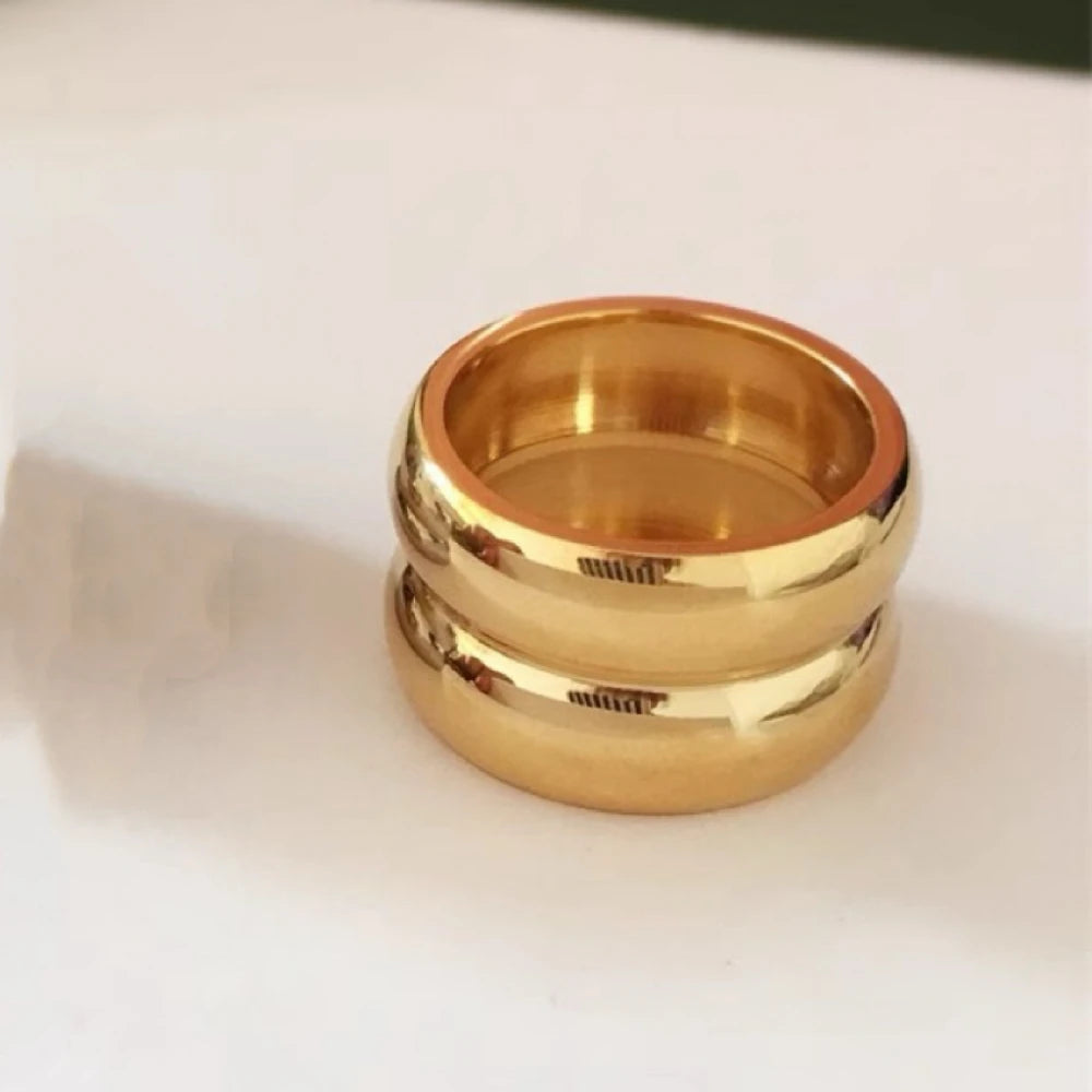 Bague Double Couche Acier Plaqué Or 18K | MDN Store