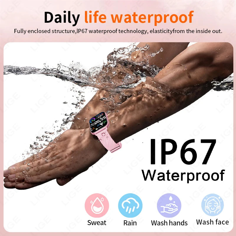 Montre Connectée Femme LIGE Tactile Personnalisable - Cardiaque Sommeil Étanche Sport | MDN