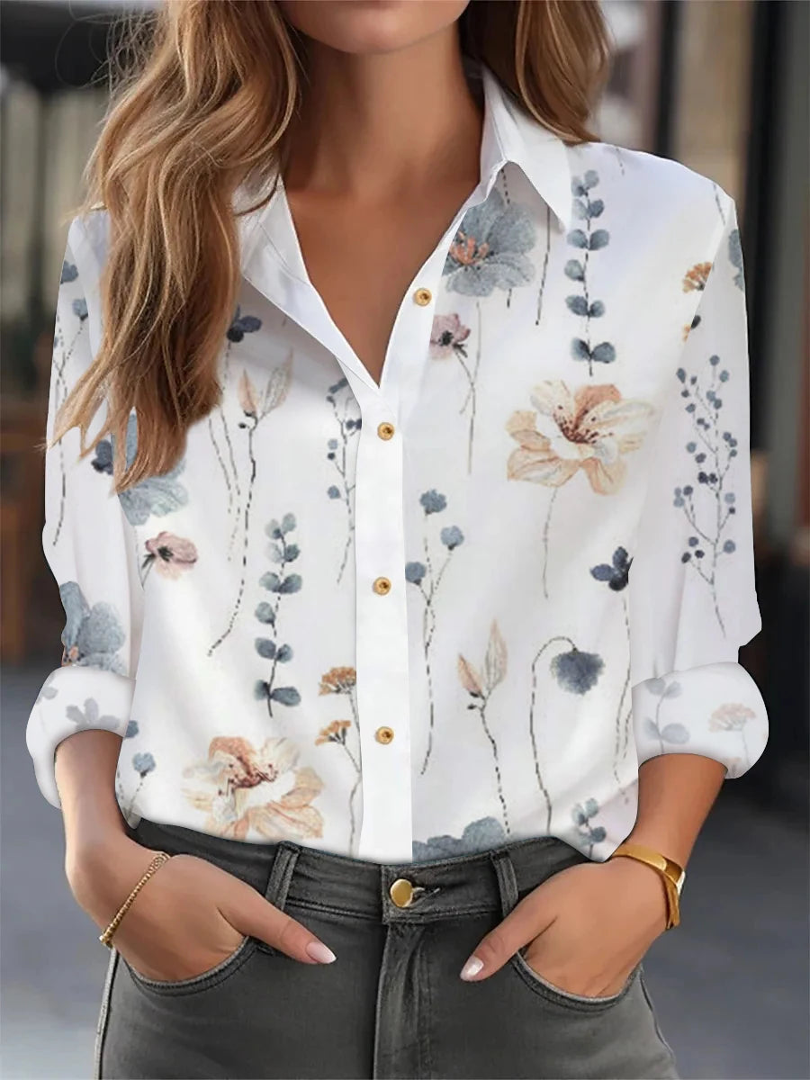 Chemise Loose Imprimée Femme Manches Longues | MDN