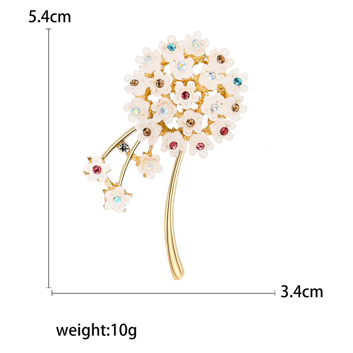 Broche Pissenlit Strass 2 Couleurs Pin Fleur Fête | MDN