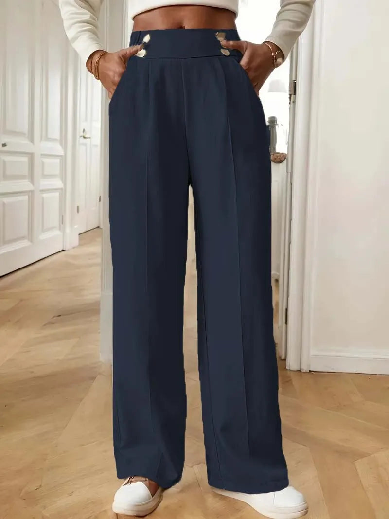 Pantalon Femme Large Taille Haute Fluide - Coupe Longue Minimaliste | MDN