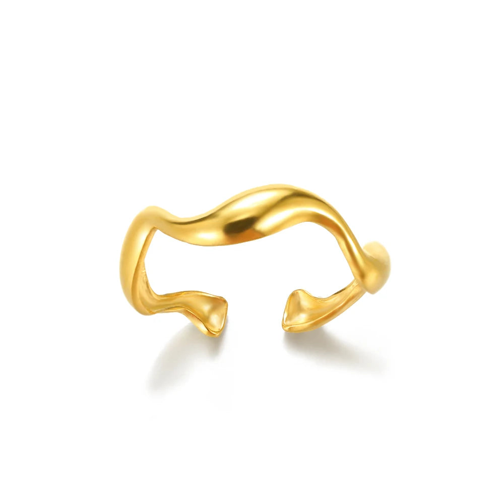 Bague Géométrique Acier Doré Ajustable | MDN Store