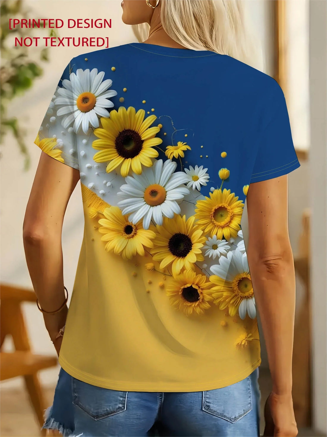 T-Shirt Floral Tournesol Marguerite Femme Manches Courtes | MDN Store 25