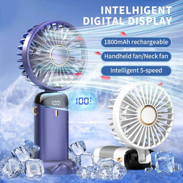 Mini Ventilateur de Cou Portable USB 5 Vitesses 1800mAh Ecran LED | MDN Store 25