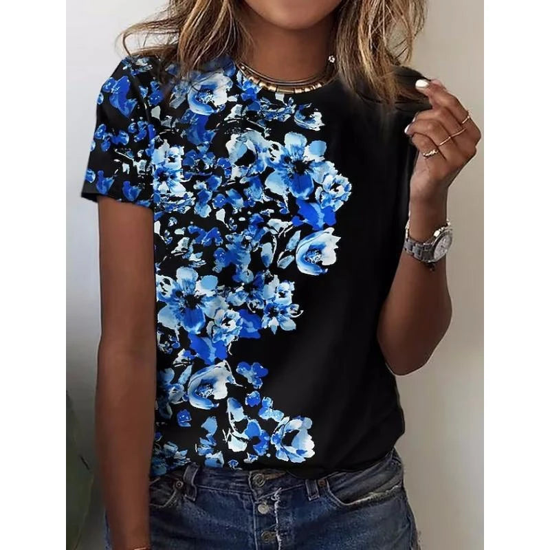 T-shirt Fleurs 3D Y2K Harajuku Femme | MDN