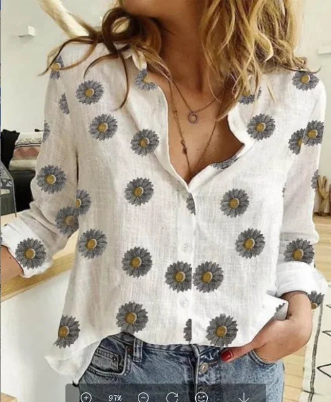 blouse-femme-vintage-coton-lin-manches-longues - MDN Store 25